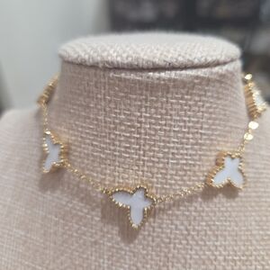 Elegant Gold and White Butterfly Necklace